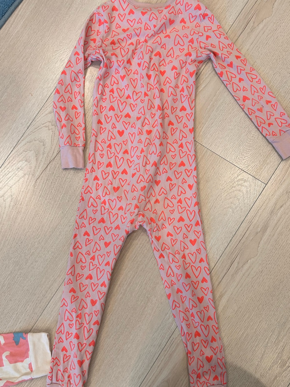 Old Navy Toddler Kids Pink Heart Print One-Piece Pyjamas 100% cotton 4-5T LN